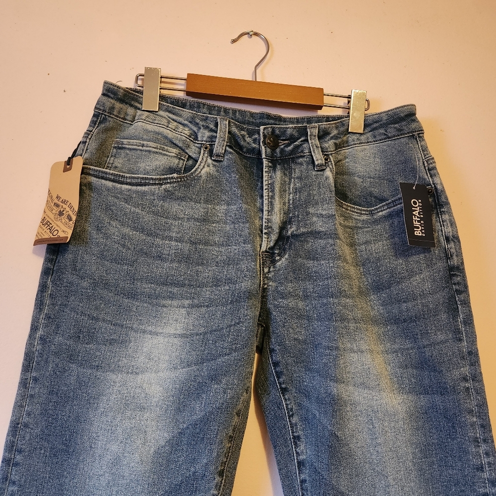NWT Buffalo David Bitton Straight Six Sanded Blue Jeans 32x32 Mens Stretch Denim - Picture 6 of 16
